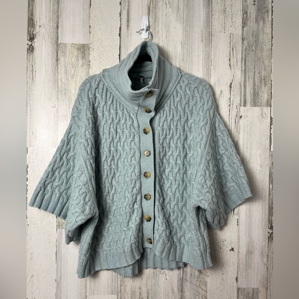 Free People Knit Button Front Light Green Cardigan Medium